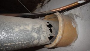 Damaged furnace flue